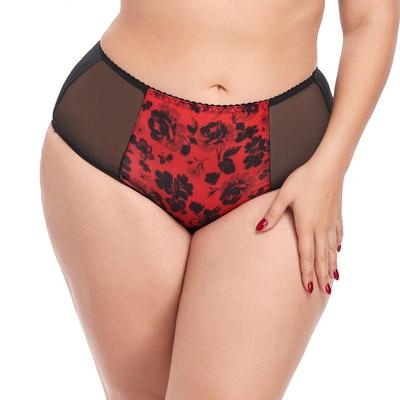 Weibliches Höschen mit Blumendruck, Übergröße, Damen-Spandex-Slip, mittelhohe sexy Unterwäsche für Damen, L-5XL