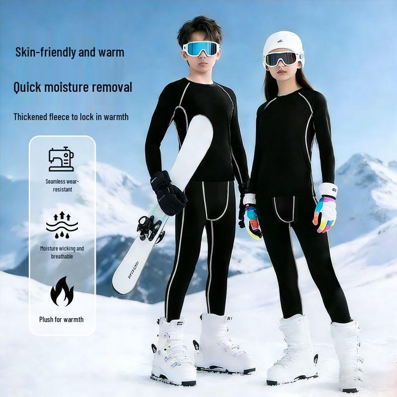 Herren Skianzug mit Fleecefutter: Schnelltrocknendes Thermounterwäsche-Set für Herbst/Winter, Outdoor-Fitness & Bergsteigen.