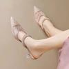 Summer French Pointed Flat Bottom Wear-resistant Splicing Versatile Comfortable Low Heel Simple Bag Head Sandals Women
