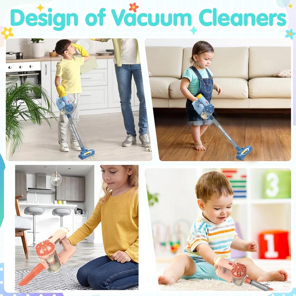 Kids Simulation Electric Vacuum Cleaner Set Pretend Play Toys For Toddlers Role Play Housekeeping Educational Toy Girl Boy Gifts