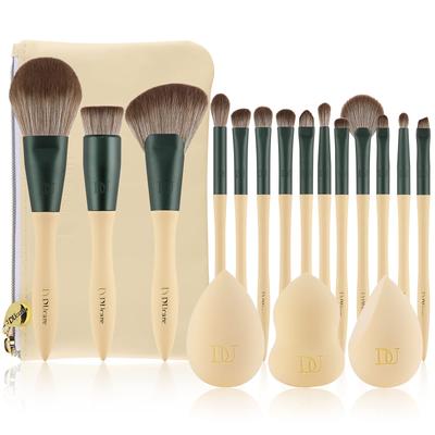 DUcare Makeup Brush Set Brushes and 3 with Storage Premium Taklon and Includes a Carrying Bag and Gift (14 Sponges) Pouch, Fiber, Ultra-Soft Brushes,