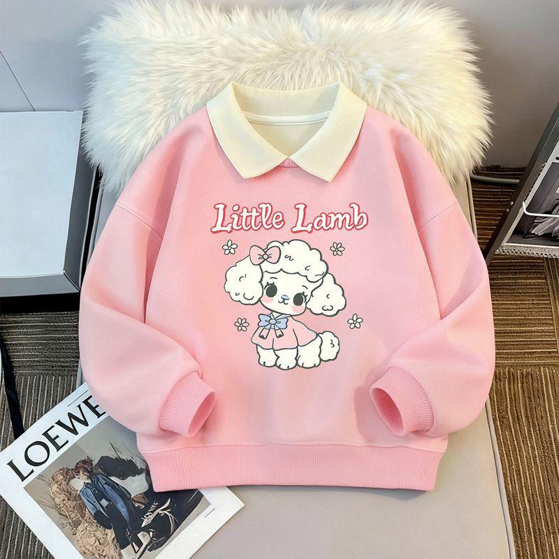 T-Shirt Kidsren's Autumn and Winter Clothing Tops Winter Fleece-Lined Thickeneded Warm Sweatshirts for Small and Medium-Sized Kidsren and Girls