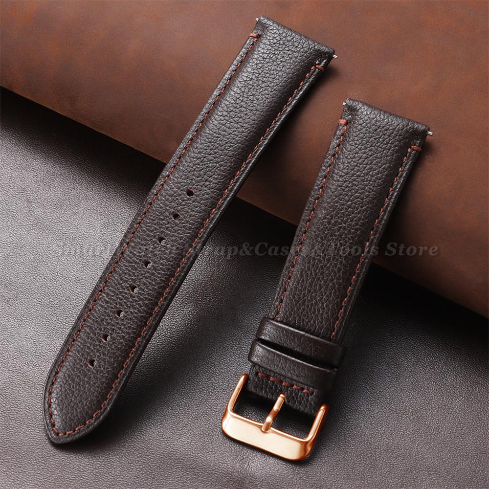 Pebble Grain Genuine Calfskin Watch Bands 20mm 22mm Universal Watchband Litchi Pattern Soft Business Watch Strap for Men Women