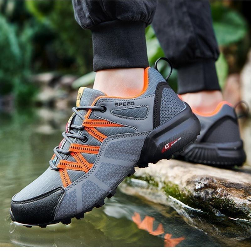 Elastic Hiking Shoes Men's Breathable Mesh Casual Sports Shoes Anti-slip Tennis Running Fitness Shoes Outdoor Sneakers
