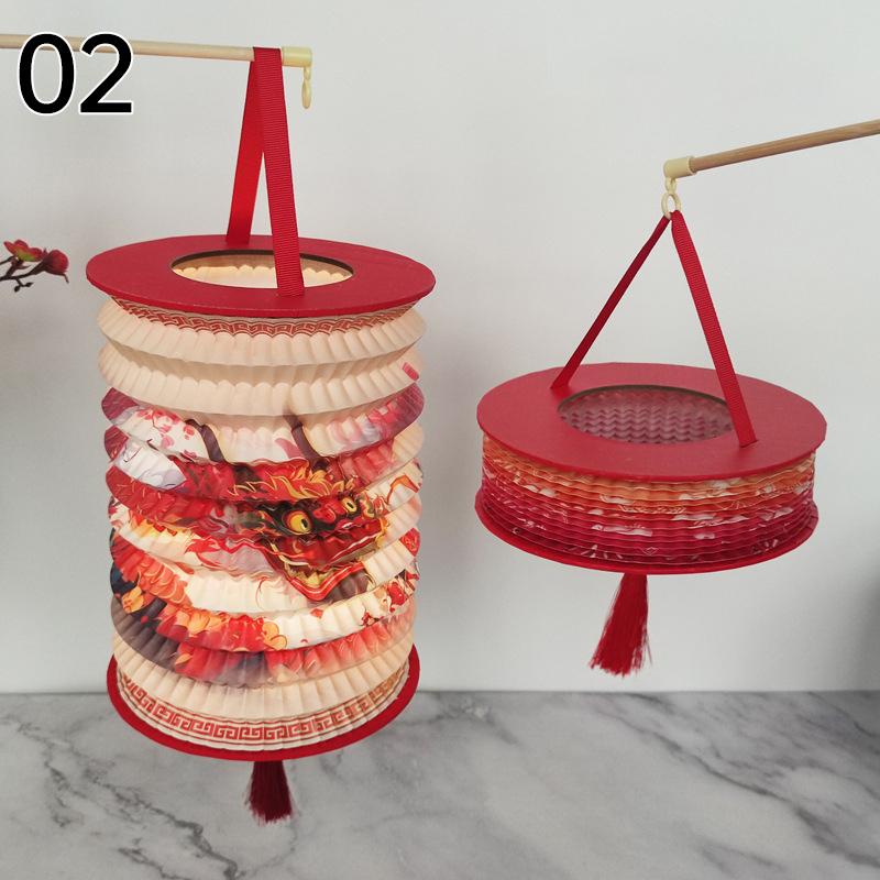 Traditional Hanging Led Lantern Folding Organ Design Chinese Style Mid-autumn New Year Decor Portable Lantern With Handlen