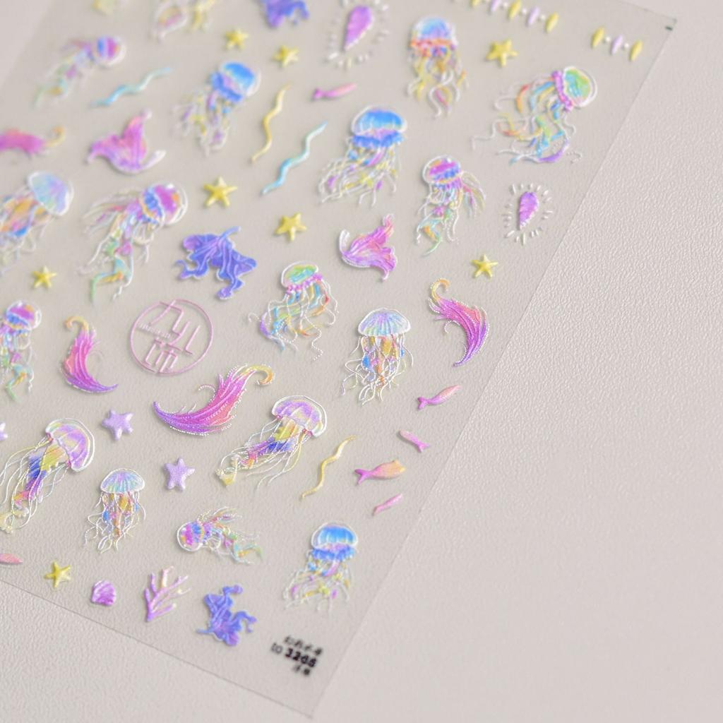 Shiny Blowing Bubble Nail Decorations Stickers 5D Shell Light Love Cat Bubble Transfer Slider Sticker DIY Manicure Decals