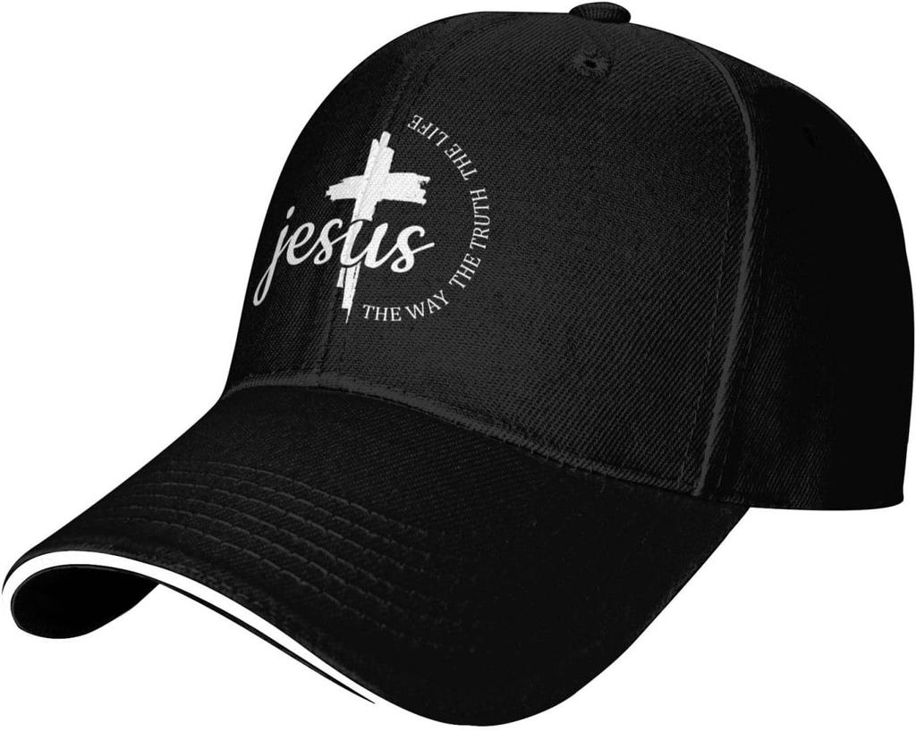 Jesus The Way The Truth The Life Baseball Cap Polyester Adjustable Cross Religious Hat