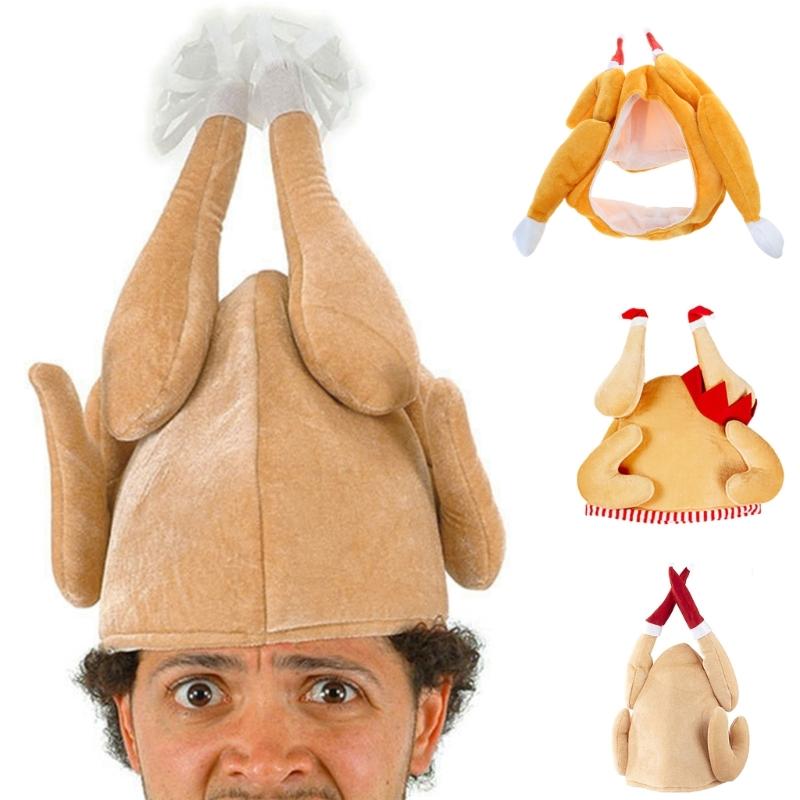 Funny Adult Plush 3D Turkey Thanksgiving Hat Unique Headwear Women Men Christmas Party Gift Birthday Christmas Hat