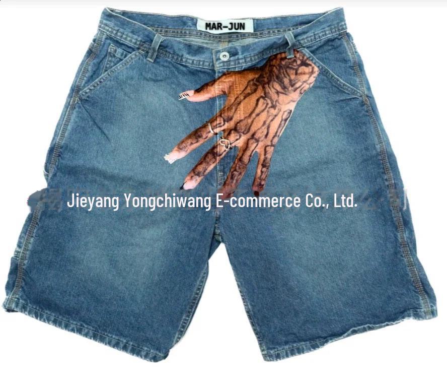 

«Мужские джинсовые шорты с узором в стиле хип-хоп 2000 года — европейская и американская уличная мода для пар» Large