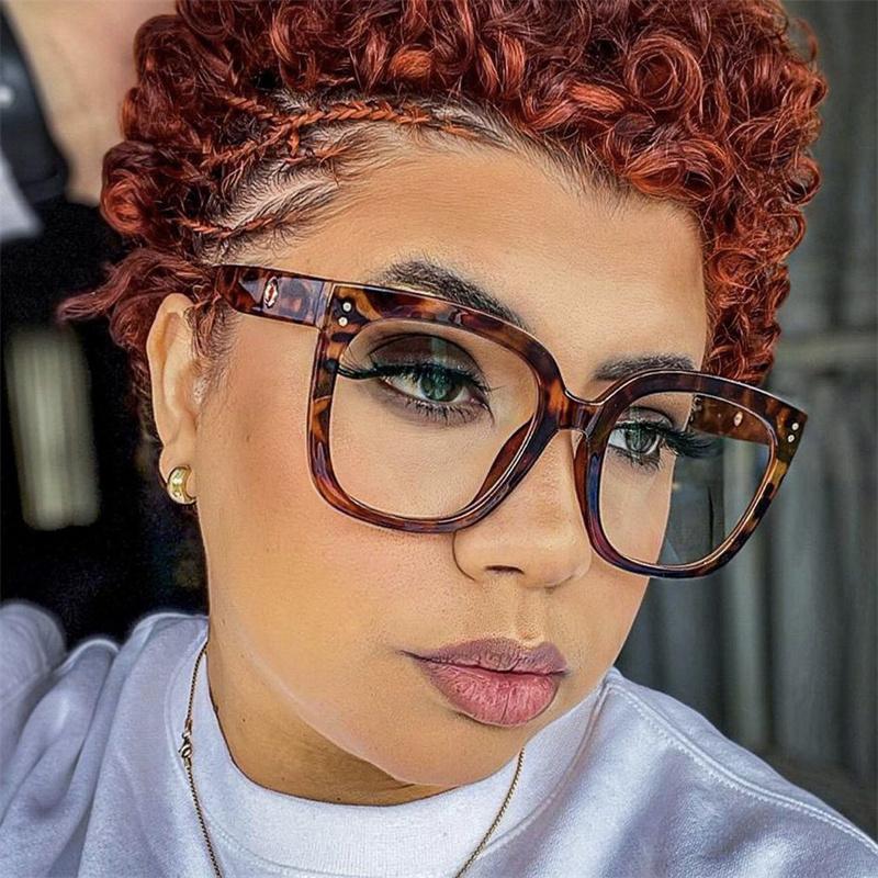 New Brand Fashion Oversize Square Glasses Women Frame Photochromic Anti Blue Light Computer Reading Eyeglass