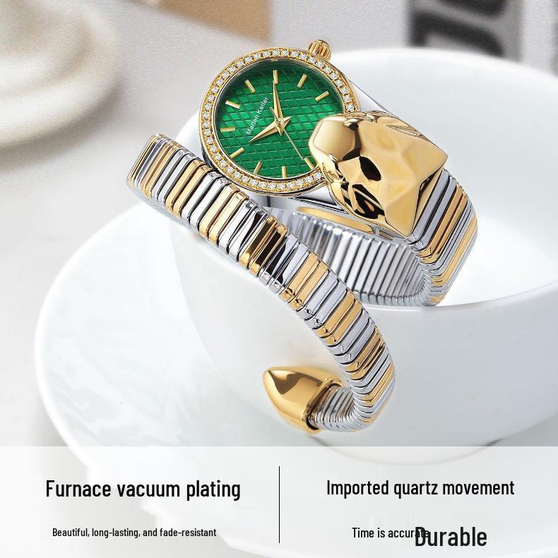 Orologio da Donna Marenkeller 2025 al Quarzo con Design a Serpente, Set di Diamanti e Placcatura IP.