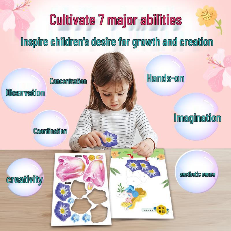 DIY Floral Art Painting Kit for Kids - Creative Educational Toy with Stickers for Boys and Girls