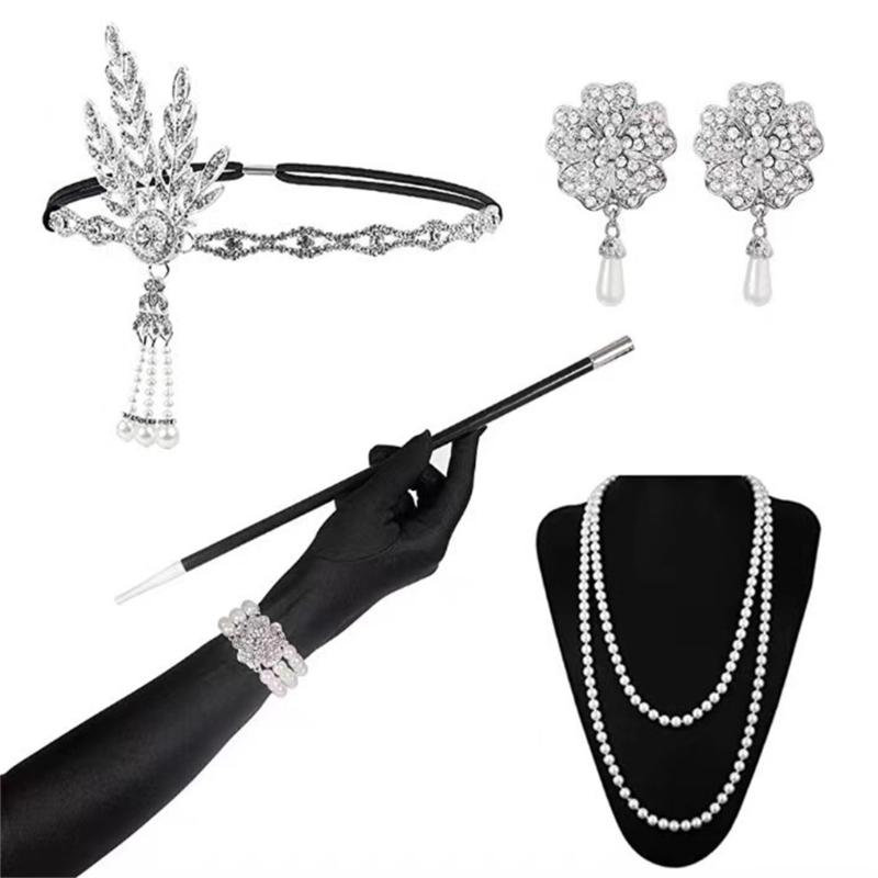 Sparkling Rhinestone Headwear Feathered Headgear Set Alluring Feathered Headband Comfortable for Halloween Singles Party
