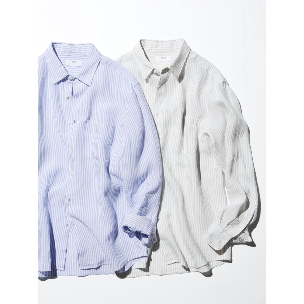 Uniqlo Premium Linen Shirt Long Sleeve  Stripe B