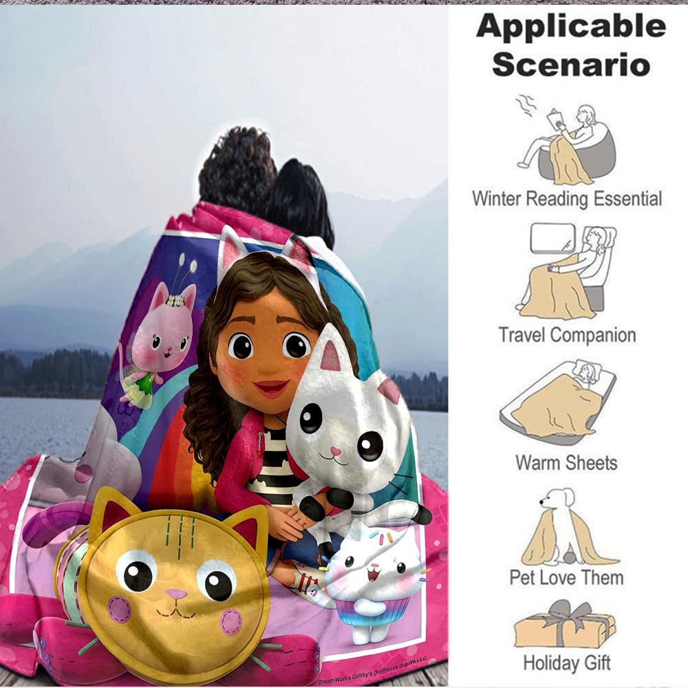1Pc Kitty Friends Adventure Blanket Soft And Comfortable Casual Warm Camping Travel Christmas Halloween Xmas Gift M928362