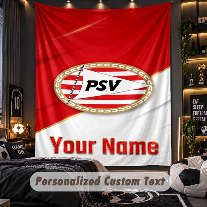 TapestryPSV Eindhoven FC Custom Name Text Personalized Wall Hanging Tapestry Home Wall Decor