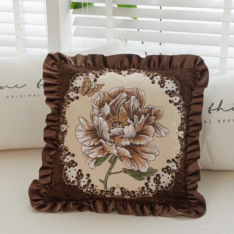 Ruffle Bed Cushion, Flower Ruffle Light Luxury Pillow, Cute