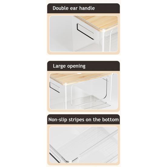 Dispenser per Sacchi della Spazzatura Portasacchi Impilabile con Coperchio in Bambù Organizzatore Trasparente in Plastica per Sacchi della Spazzatura per Cucina Lavanderia Dispensa Sotto il Lavello