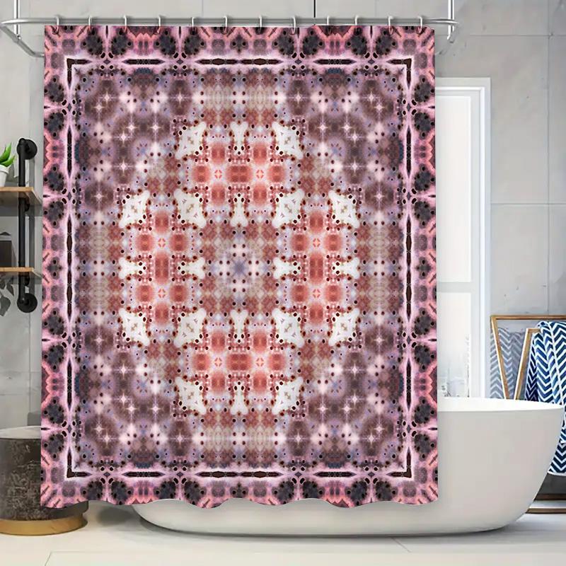 Kaleidoscope Pattern Shower Curtain Pink Black Print Shower Drapes for Bathrooms Decor
