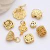 Gold-Plated Copper Lotus Pod Spacer Beads & Pendant Charm for DIY Bracelets