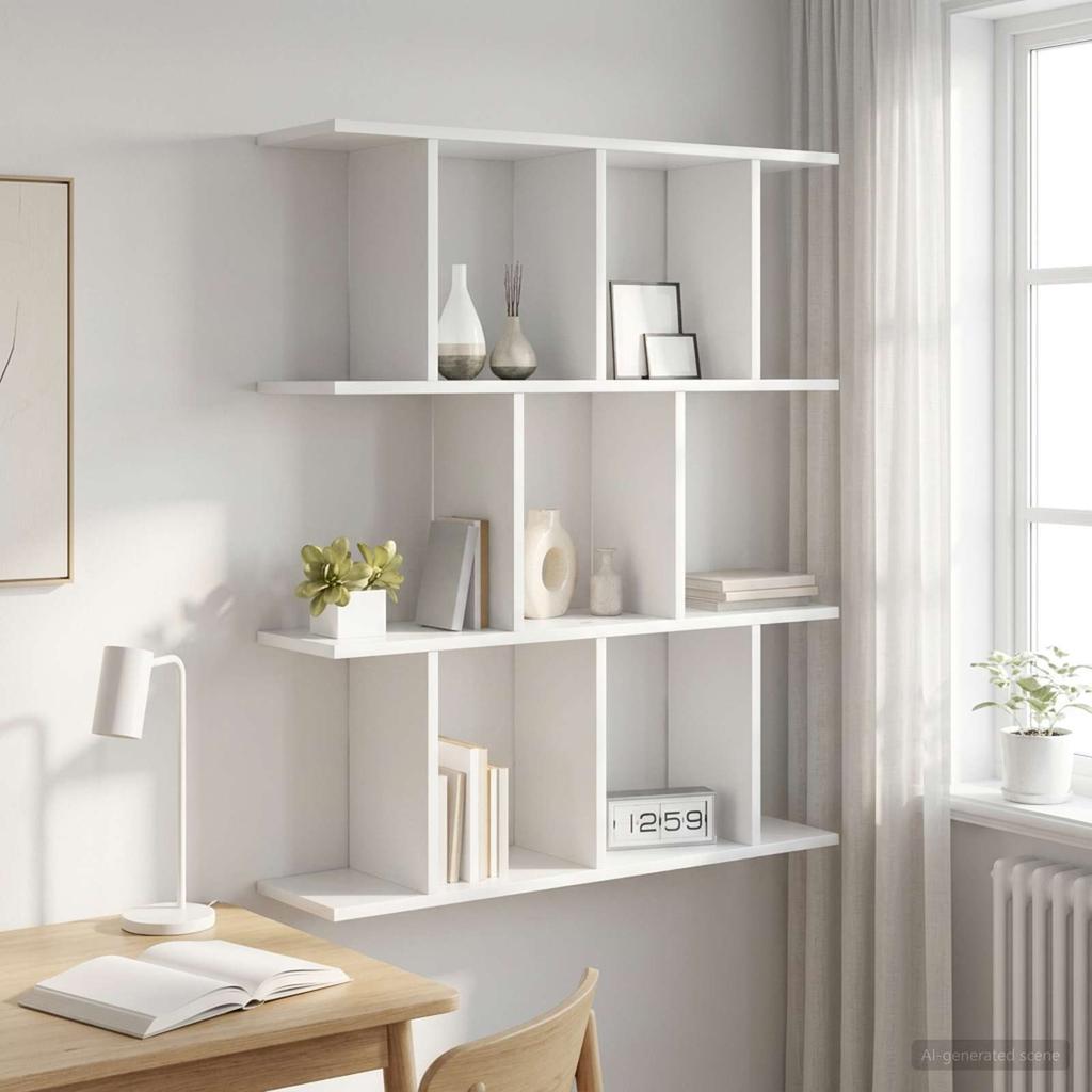 Wall Shelf White 102 X 20 X 96 Cm Engineered Wood