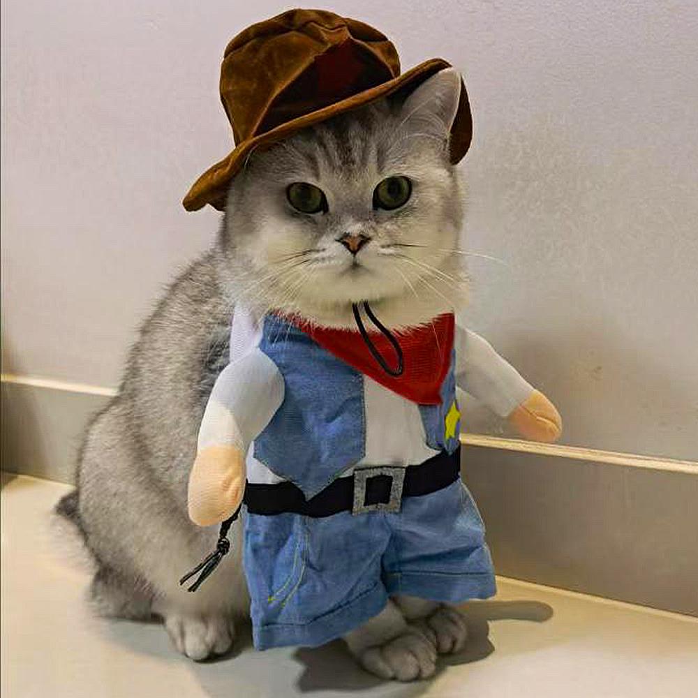 Funny Cat Clothes Halloween Cosplay Cowboy Pet Costume For Small Medium Dogs Cats Novelty Kitten Puppy Party Dress Up Outfits