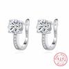 925 Sterling Silver 1CT Moissanite Huggie Hoop Earrings for Women | Halo Accent Sparkling Jewelry