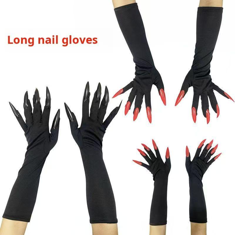 Fashionable Red Long Nail Ghost Claw Gloves Cool Halloween Costume Accessory Cosplay Party Props