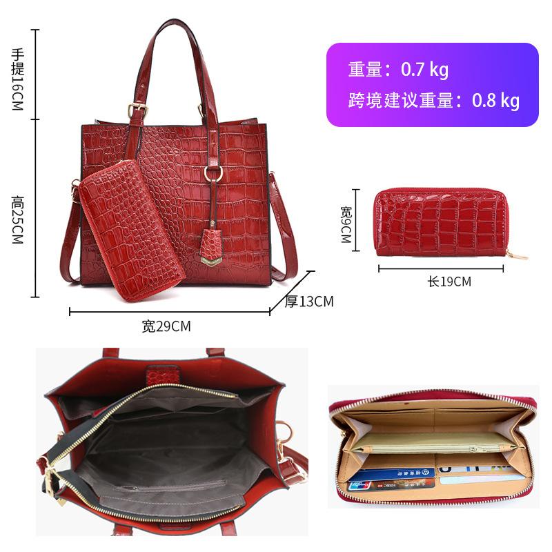 New Women's Bag Casual Crocodile Pattern Handbag Trendy Large Capacity Autumn and Winter New Shoulder Bag, Messenger Bag