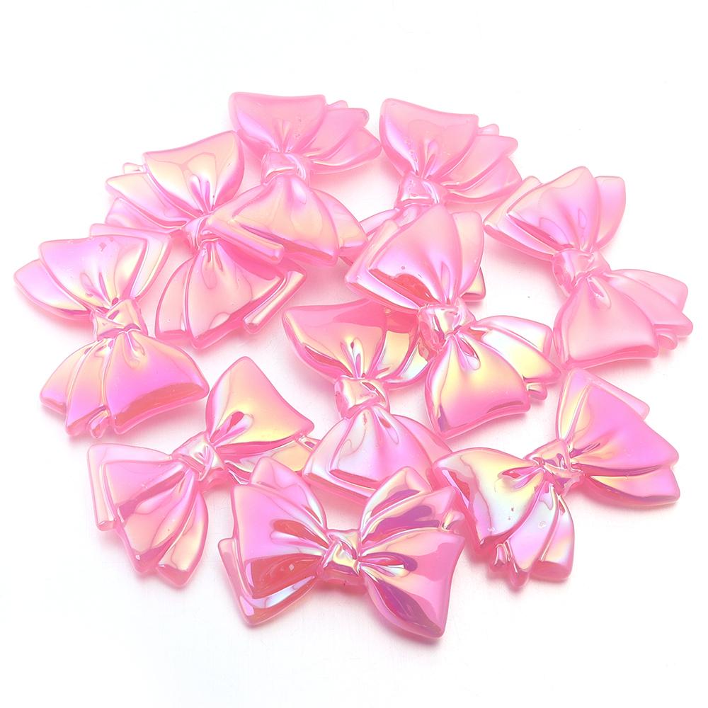 10pcs Bow Acrylic Beads 43x30mm Jelly Color Shiny Loose Spacer Beads For Jewelry Making DIY Bracelets Necklace Keychain Supplies