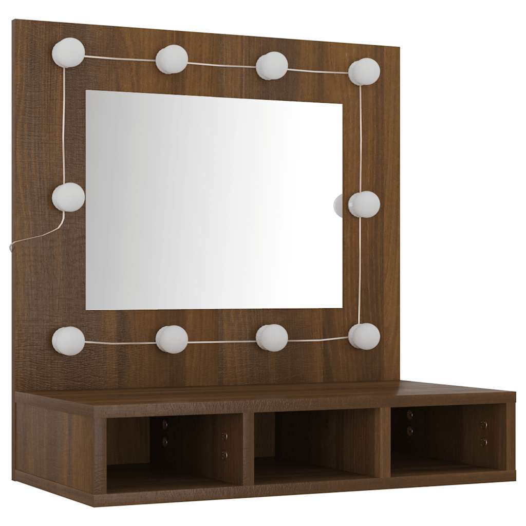 vidaXL Spiegelschrank mit LED Braun Eichen-Optik 60x31,5x62 cm