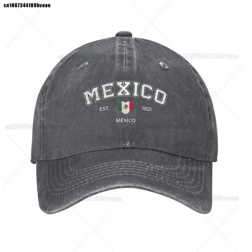 Mexico Flag Caps EST Retro Cowboy Washed Baseball Caps Female Sport Denim Sunscreen Hats Spring Summer Cap Men Trucker Cap