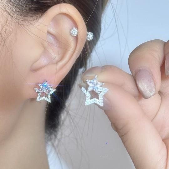 New simple and versatile spring star zircon stud earrings women s earrings high-end earrings light luxury ear jewelry