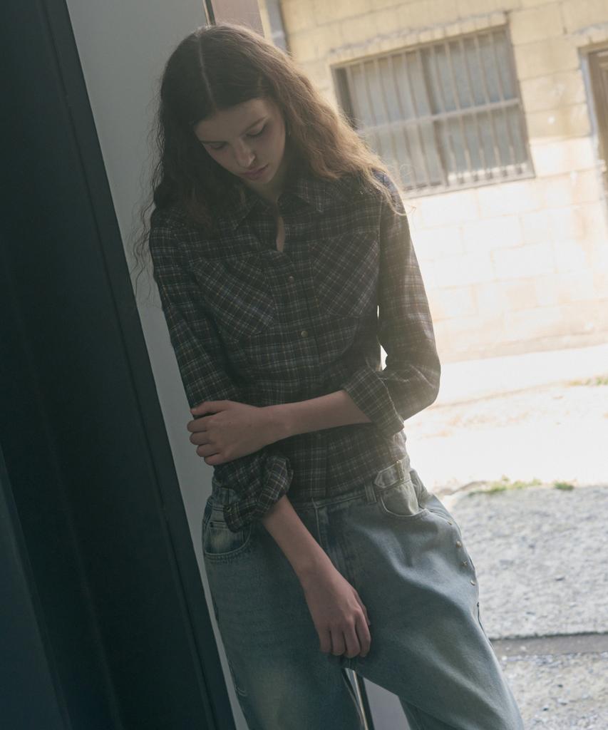 Ledeoli Check Western Slim Shirt [Black]
