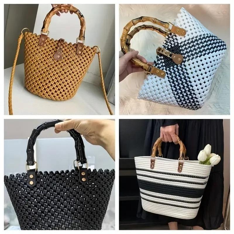 1-2pcs 2025 New Women Bag D-type Bamboo Handle DIY Handmade Handbag Handles Bag Accessories Handle Replacement