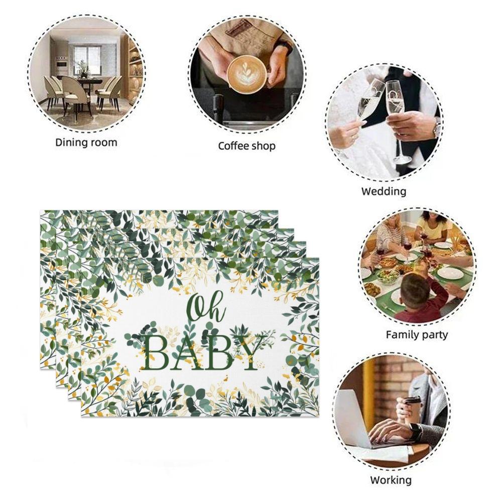 Botanische Florale Platzsets Grüne Blätter Blumen Design Naturinspiriertes Tischset für Esstisch Küche Party Waschbar Umweltfreundlich