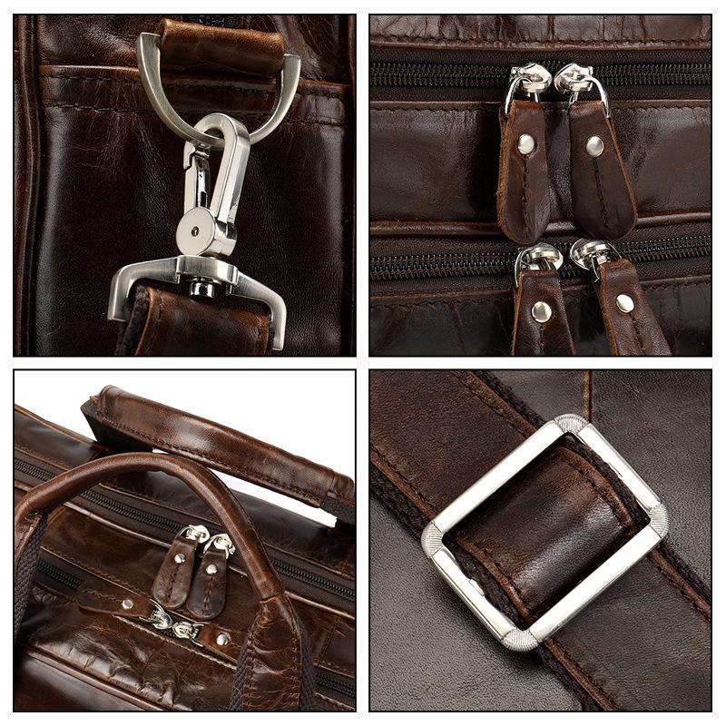 Genuine Leather Large Capacity Men's Briefcase: Handheld, Business & Commuting Document Bag