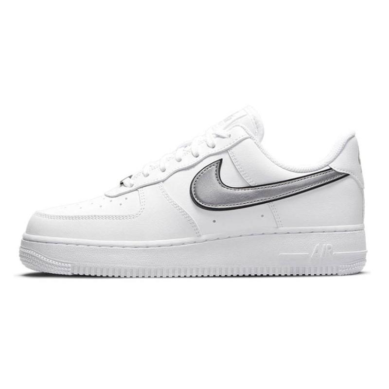 Nike Air Force 1 Low '07 Essential White Metallic Silver Black Women's Sneakers DD1523-100