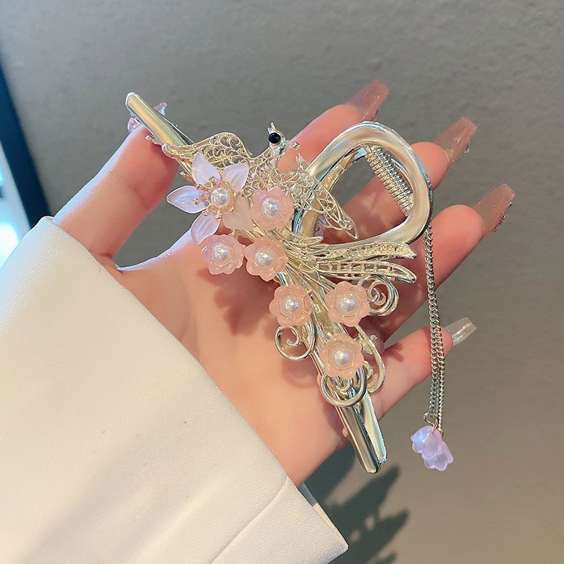 

Элегантный темперамент сплав кисточка цветочный женская заколка для волос леди новый летний аксессуар для волос заколки акула зажим для волос головной убор