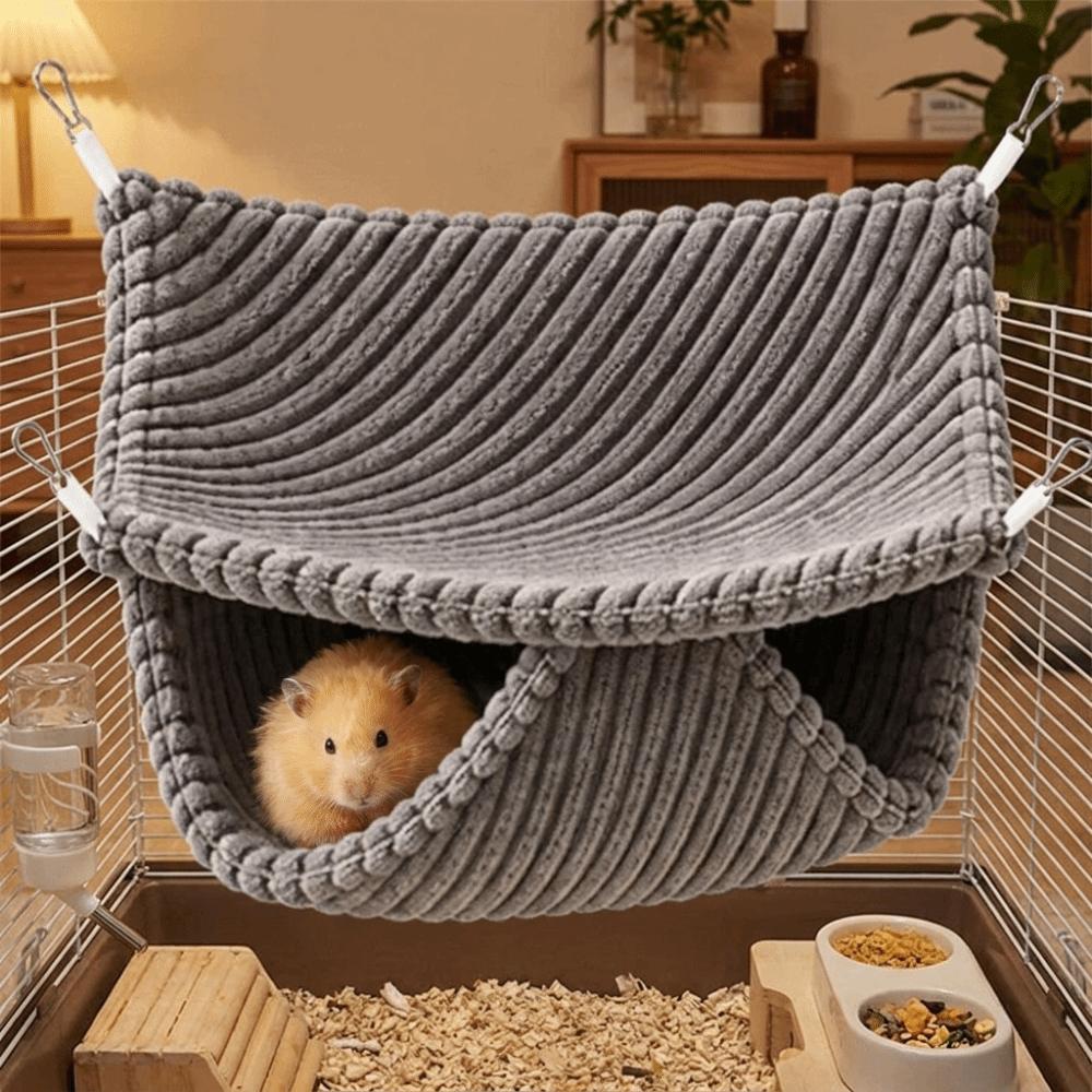 Thickened Double Layered Bird Hammock Warm Plush/Cooling Soft Cozy Double-sided Hamster Hammock Fluffy Pet Sleeping Bag Winter