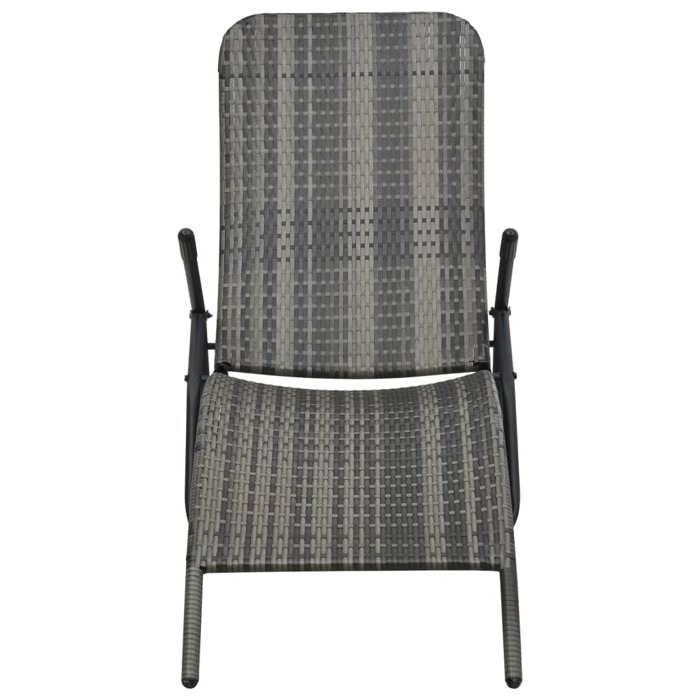 VidaXL Chaise longue pliable Résine tressée Gris