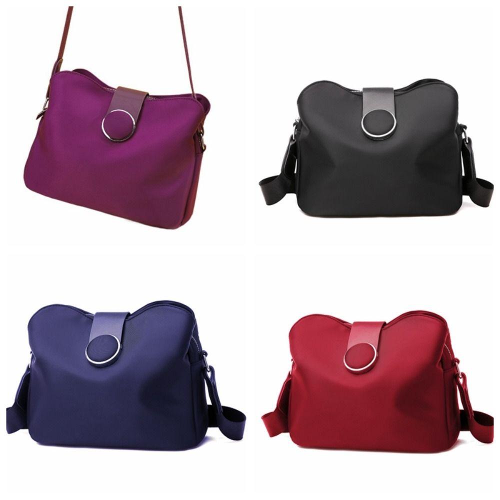 Solid Color Nylon Shoulder Bag Korean Style Canvas Bucket Bag Fashion Women Crossbody Bag  Student