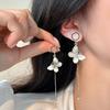 Crystal Butterfly Long Fringed Earrings Female Stud Earrings Round Face Thin Temperament Exquisite Personality Sweet Stud Earrings Female Earrings