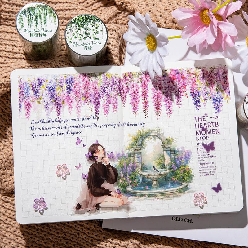 5*200cm 1 Rolle INS Frisches Ranken-Thema PET-Klebeband Aufkleber Klebend DIY Scrapbooking Tagebuch Scrapbooking Collage-Material Scrapbooking