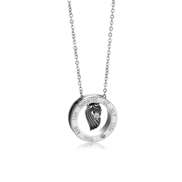 Korean Style Elegant Love Circles Stainless Steel Couples Necklace
