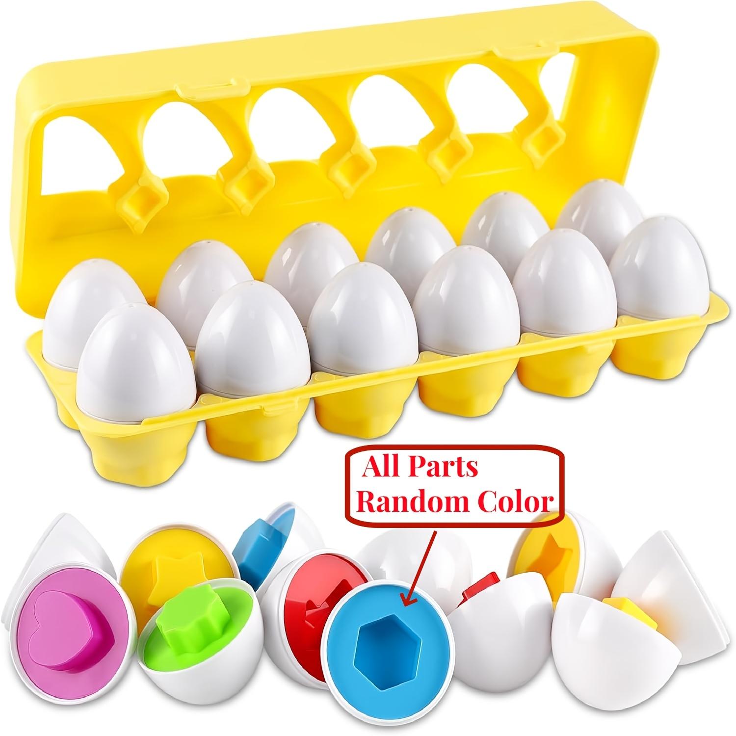 

Развивающая игра на сопоставление яиц из 12 штук - Подростковые головоломки для сортировки по цвету и форме, Разноцветные игрушки для раннего обучения, Прочный пластиковый узел