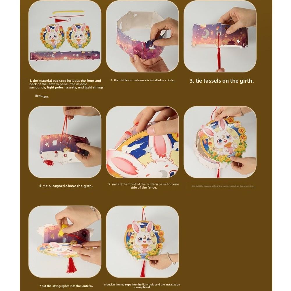 Cartoon Rabbit Lanterns Glowing Lantern DIY Material Package Mid-Autumn Festival Lantern  Kids