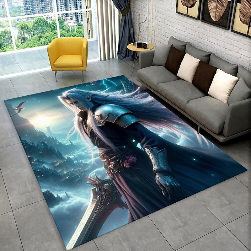 

Cloud Tifa Final Fantasy Games Sephiroth Carpet Rug for Bedroom Living Room Sofa Playroom Doormat Home Decor,Area Rug Non-slip 40x60cm