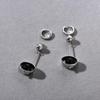 Original Design Premium Metal Copper Platinum Plated Black Agate Pendant Ear Buckle Earrings Temperament Fashion Earrings Women