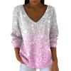 Maglione da donna casual quotidiano a maniche lunghe con scollo a V in finta lana, maglione a trecce con paillettes